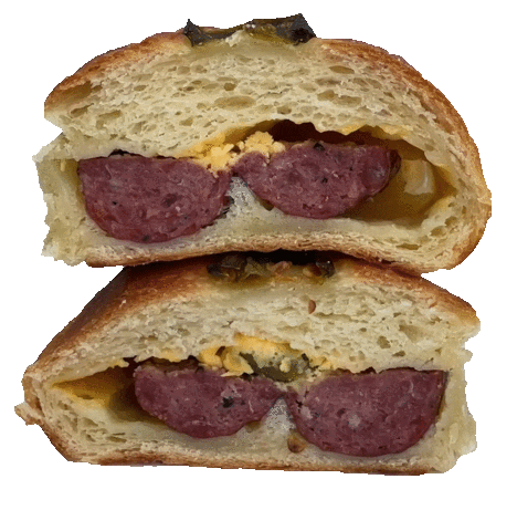 A rotating image of a bread roll.